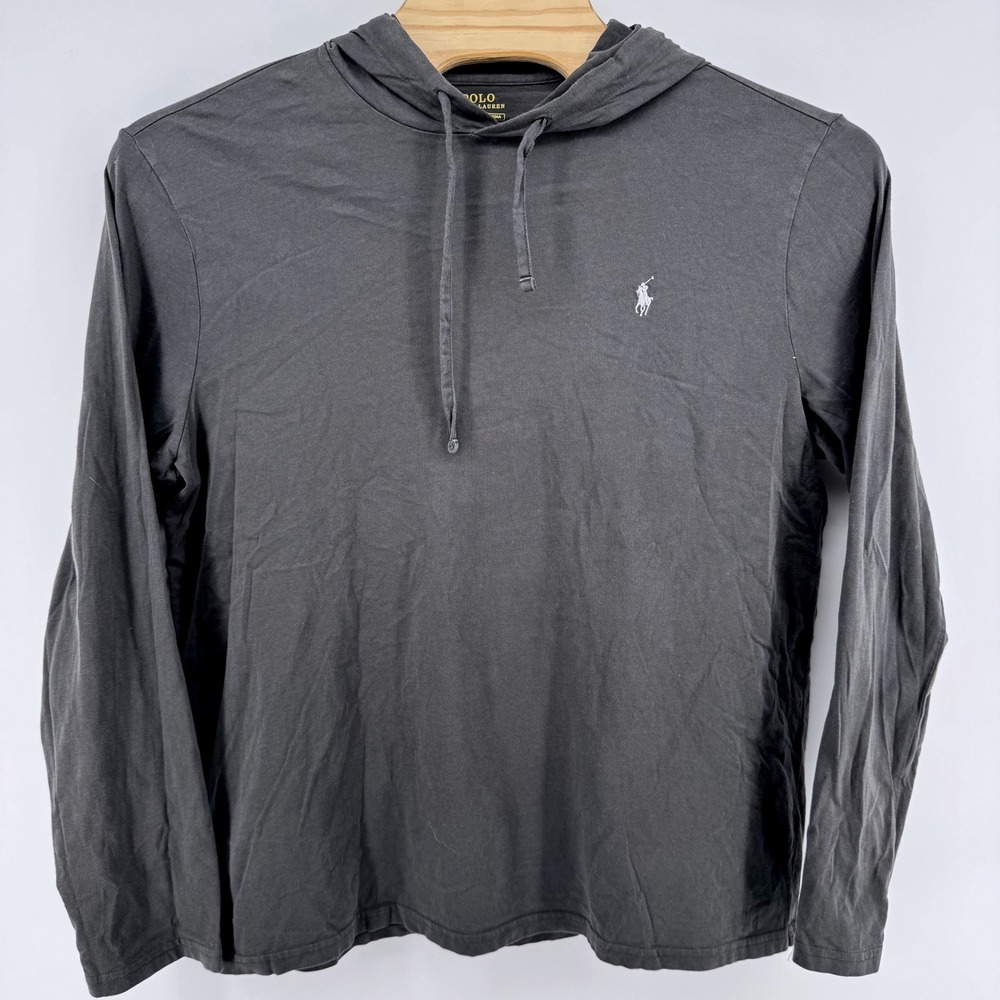Polo Ralph Lauren Hoodie Mens XL Grey Long Sleeve Tee Cotton Pony Logo - Picture 2 of 7